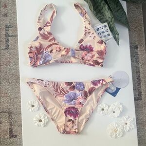Tori Praver Swimwear Floral Bikini in Pink and Purple